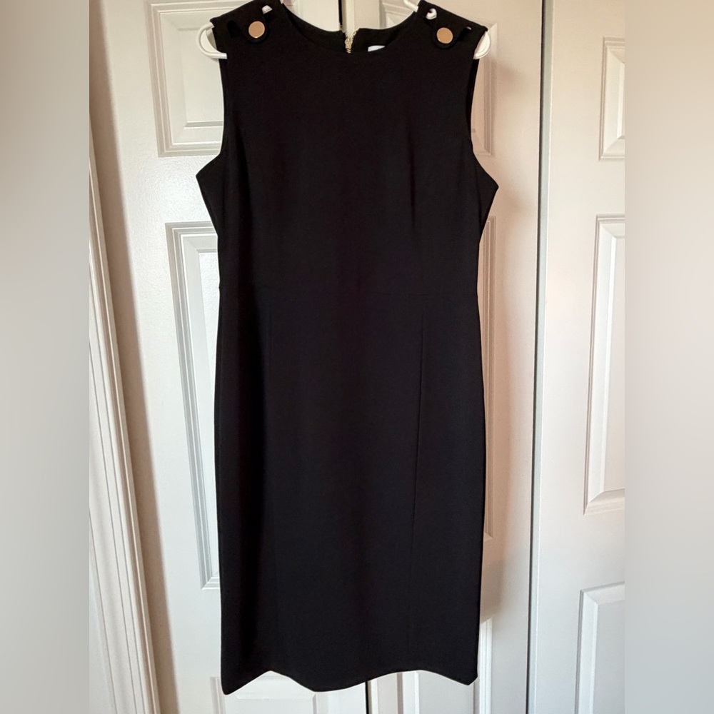 Calvin Klein Classic Black Sheath Dress size 12 barely worn zip back